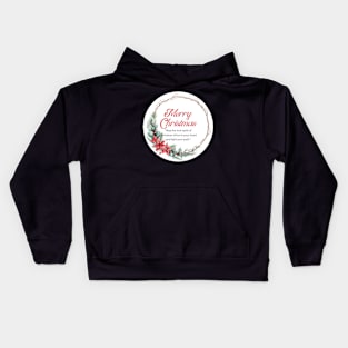 Merry Christmas Round Sticker 17 Kids Hoodie